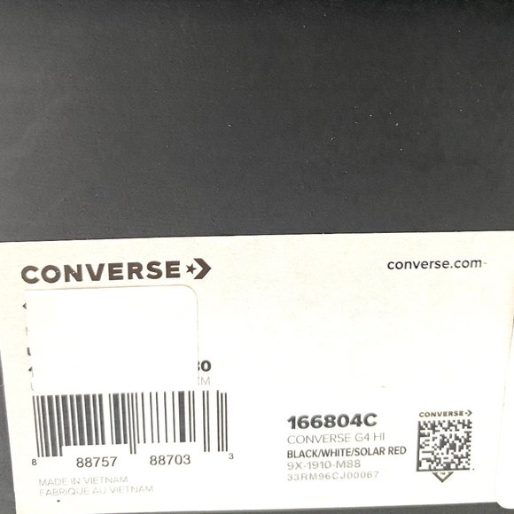 Converse G4 Eva Hi Top Sneakers Men's Lace Basketball White Black Canvas 166804C - Picture 8 of 9